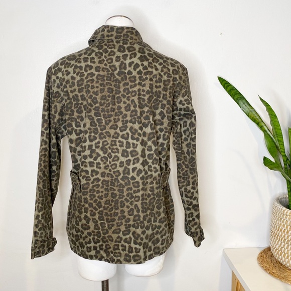 Good American | Sage Leopard Animal Print Safari Utility Cargo Chore Jacket - Picture 4 of 14